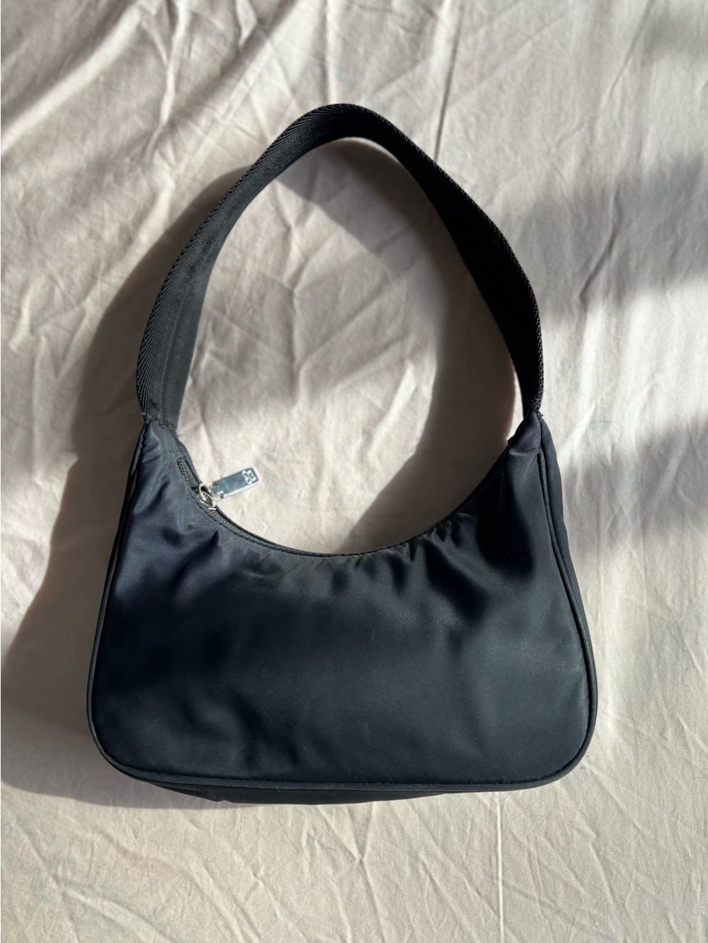 Aritzia | Sunday Best Goldie Black Nylon Shoulder Bag | Silver Hardware